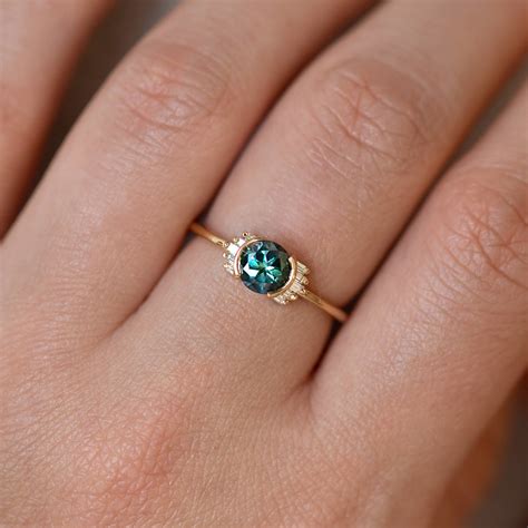 Teal Sapphire Ring with Baguette Diamond Wings - Limited Edition – ARTEMER