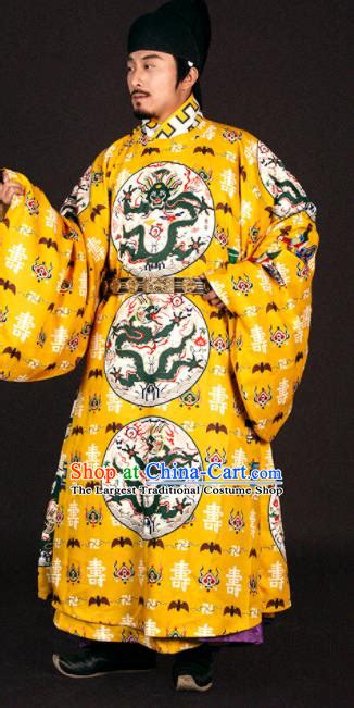 Asian Chinese Traditional Ming Dynasty Emperor Yellow Imperial Robe ...