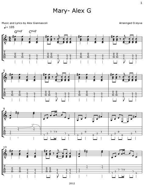 Mary- Alex G - Sheet music for Electric Guitar