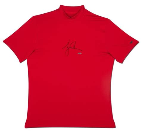 Tiger Woods Signed Nike Red Vapor Dry Mock Turtleneck Shirt (UDA) | Pristine Auction