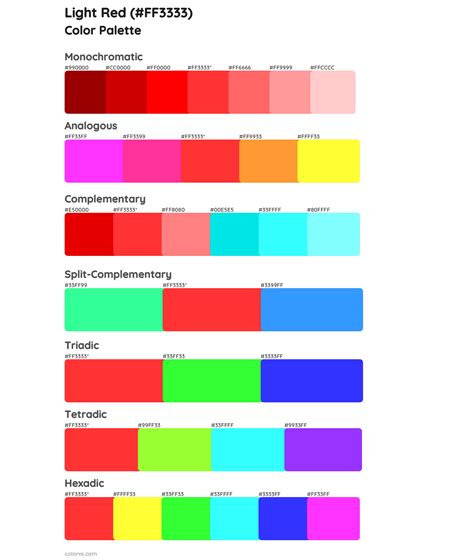 Light Red color palettes - colorxs.com