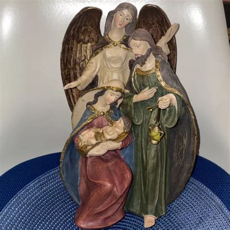 GUARDIAN ANGEL WINGS Holy Family Nativity Figurine Baby Jesus Mary ...