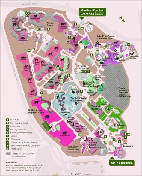 Houston Zoo Map Printable with Direction in Pdf