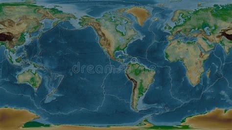 Cocos Plate - Global Map. Patterson Cylindrical. Physical Stock Illustration - Illustration of ...