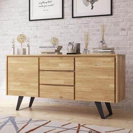 Simpli Home Lowry Solid Acacia Wood and Metal 60 inch Wide Modern ...