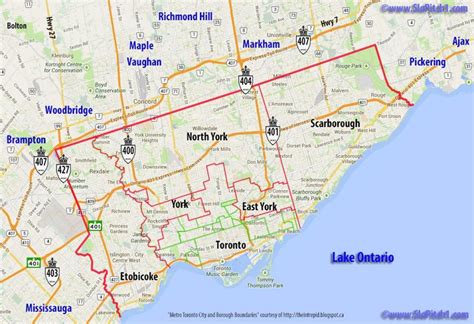 Municipalities Toronto map - Map of municipalities Toronto (Canada)