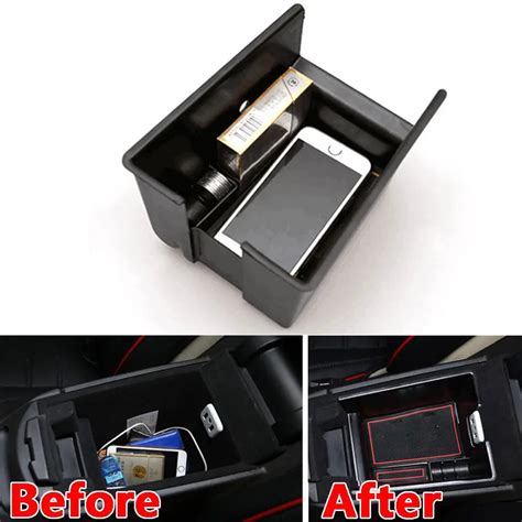 Car Accessories 1pcs Black Interior Armrest Storage Box Holder Tray Fit For Cadillac XT5 2016 ...