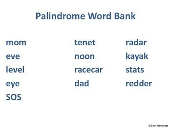 Palindromes by Beth Hammett the Educator Helper | TpT