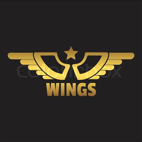 Vector golden wings logo on black ... | Stock vector | Colourbox