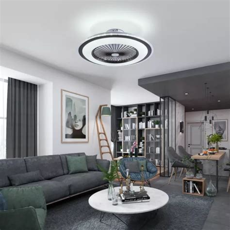 23& MODERN CEILING Fan Light Invisible Blades LED Dimmable Lamp Bladeless+Remote $70.00 - PicClick