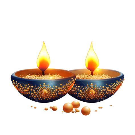 Happy Diwali Design With Two Diya Lamps And Sparkles, Festival ...