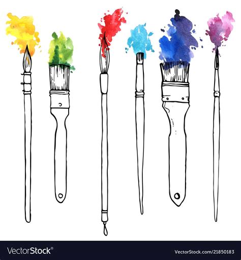 vector drawing paintbrushes with color paint, hand drawn illustration. Download a Free Preview ...