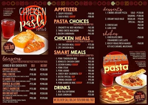 Menu at Iam's Crispy Crust pizzeria, Butuan City