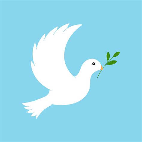 Peace dove symbol in flat style, vector illustration. Flying bird on blue background for ...