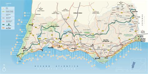 Large detailed map of Algarve with roads, cities, beaches and other marks | Algarve | Portugal ...