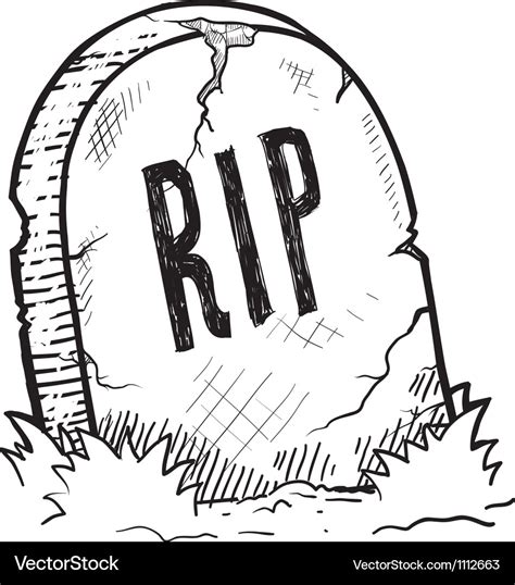 Doodle tombstone rip headstone Royalty Free Vector Image