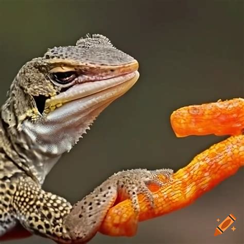 Lizard eating snacks