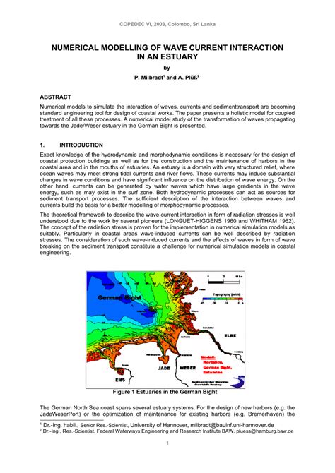 (PDF) Numerical Modelling of Wave Current Interaction in an Estuary