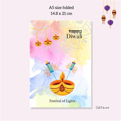 Printable Diwali Card Watercolor Card Deepavali Card - Etsy