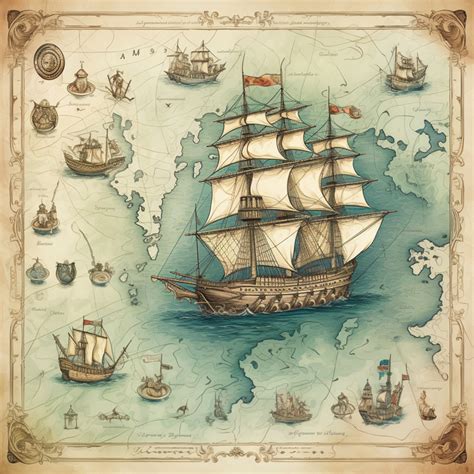 Vintage Nautical Map Ship Art Print Free Stock Photo - Public Domain Pictures