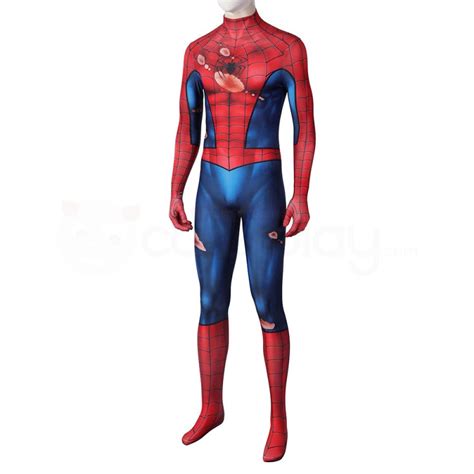 Spider-Man PS5 Classic Suit Spiderman Damaged Cosplay Costume ...