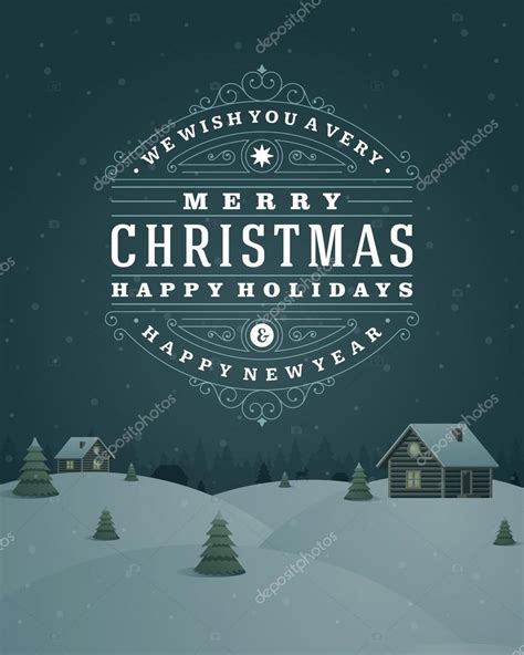 Christmas landscape with village Stock Vector by ©Provectors 59812523