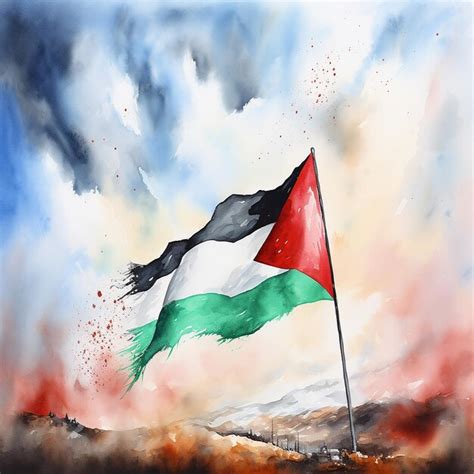 Premium AI Image | Watercolor Tribute to Palestine's Flag AI Generative