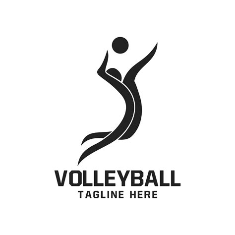 Volleyball Logo Design With Jumping Person Silhouette Icon Illustration 12911039 Vector Art at ...