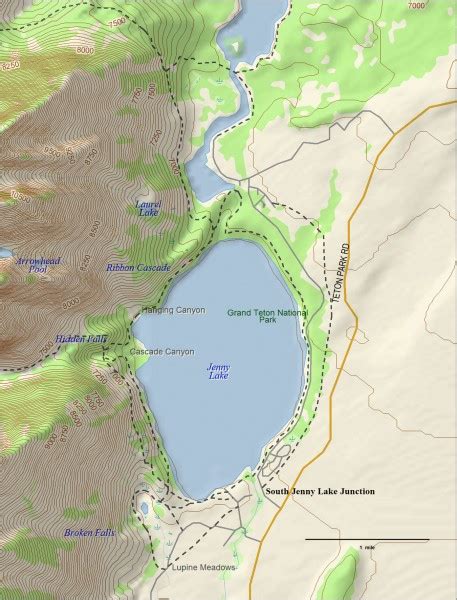 Jenny Lake Hiking Map - Moose Wyoming • mappery