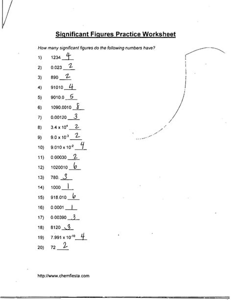 Worksheet Significant Figures Answer Key - Geotwitter Kids Activities