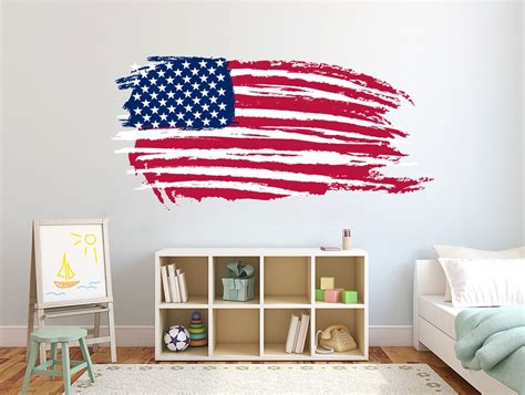 American Flag Wall Decal American Flag Wall Decal American Flag Vinyl Boy Wall Art Stickers Kids ...