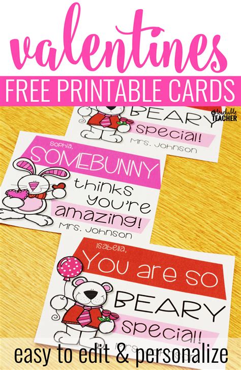 Printable Teacher Valentine Cards Free - Printable Word Searches