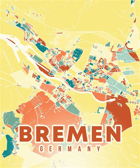 Bremen Germany Map Digital Art by Alexandru Chirila | Pixels