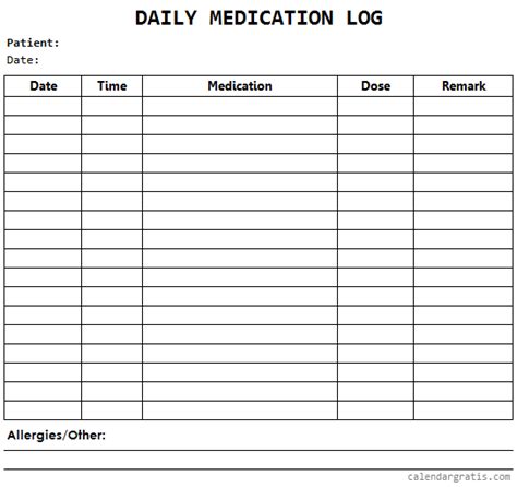 Medication Schedule Template - Daily, Weekly, Monthly Medication Chart