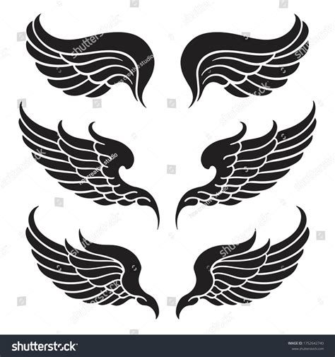 Wings Vector Set Silhouette Clip Art Stock Vector (Royalty Free ...