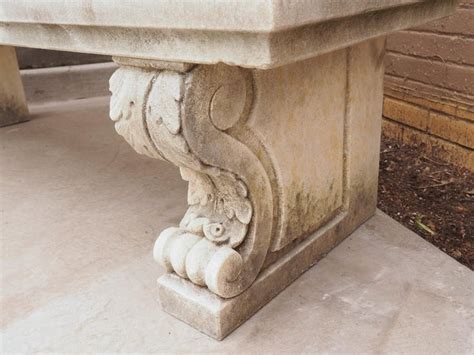 Carved Stone Garden Bench with Arched Back and Acanthus Sides at ...