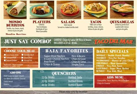 Taco Del Mar Menu, Menu for Taco Del Mar, Hawaii Kai, Rest of Hawaii ...