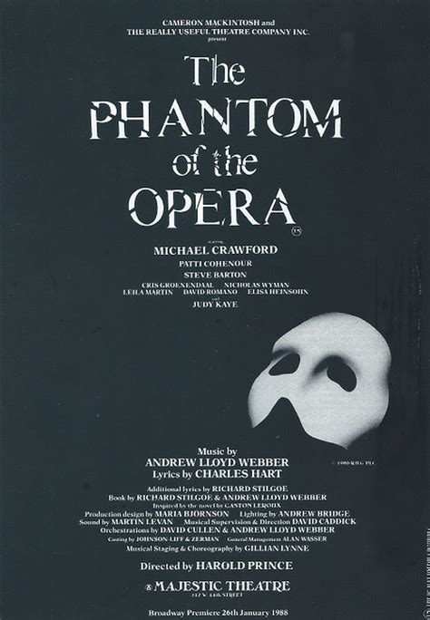 Phantom of the Opera original Broadway poster | Phantom of the opera, Musical theatre posters ...