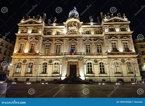 Lyon City Hall editorial stock photo. Image of illuminated - 103510338