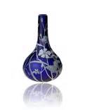 Wren Vase with Iris - ©2020 Helen Millard Cameo Glass.