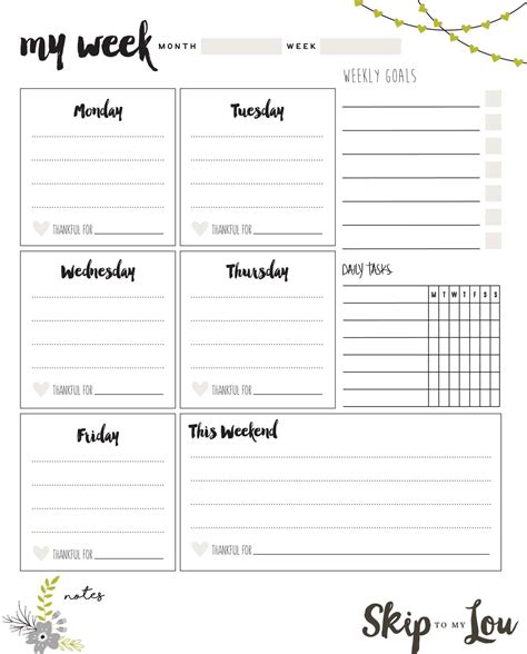 Free Printable Weekly Planner | Skip To My Lou