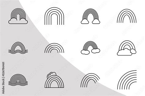 Rainbow Icons Outline, Rainbow Svg, outline Bundle, Icon Bundle, Pastel ...