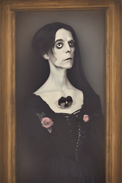 Victorian Lady Dressed in Memento Mori Depiction Portrait · Creative Fabrica