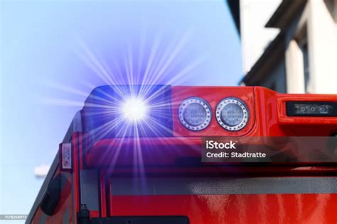 Blue Lights On A Fire Truck Stock Photo - Download Image Now - Fire Engine, Siren - Classical ...