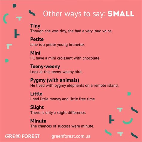 Synonyms to the word SMALL Other ways to say SMALL English Adjectives ...