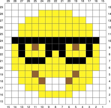 Nerd Emoji Kandi Pattern In Pixel Art Grid Pixel Art Pattern | The Best ...