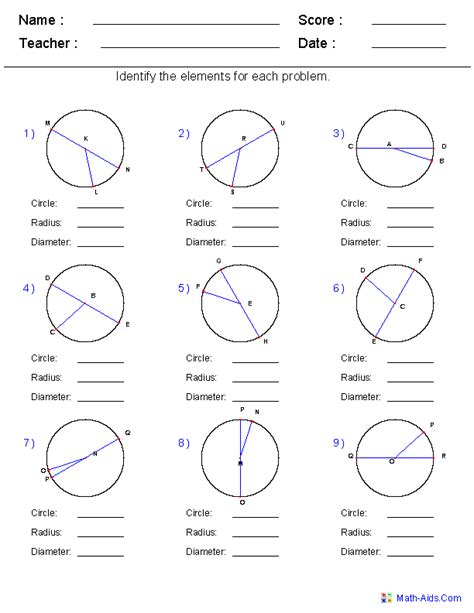 Geometry Worksheets | Circle Worksheets | Geometry worksheets, Circle ...