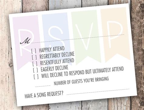 This funny RSVP card has an answer for every smart-ass on your list