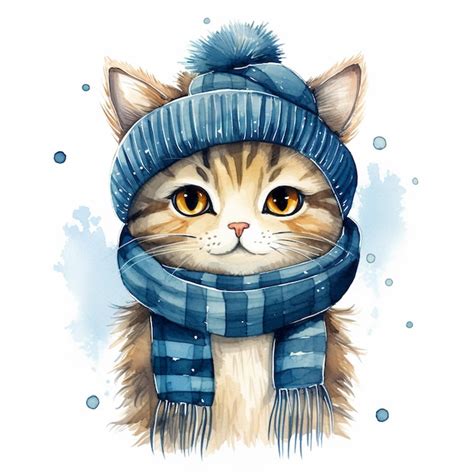 Premium AI Image | Cute cat dressed in winter clothes