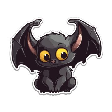 Black Bats Vector, Sticker Clipart Cute Funny Cartoon Bat Set With Different Expressions And ...